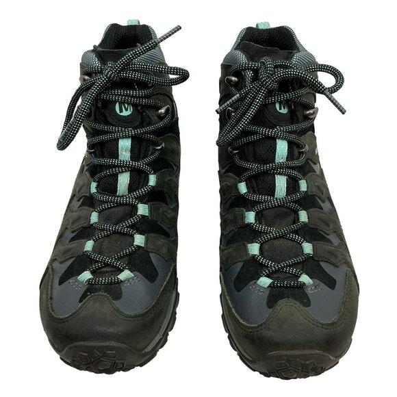 Merrell Adventurine QDry Waterproof Leather Hiking Boots Womens 9 Black & Mint - Picture 2 of 10